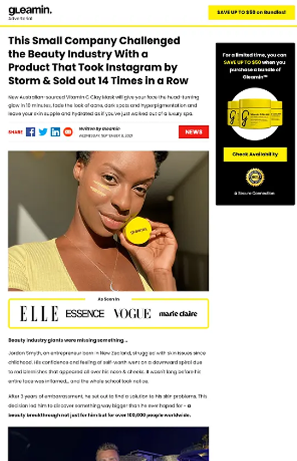 Example landing page